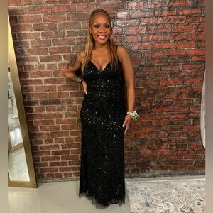 David’s bridal Beaded Sequin V-Neck Sheath Dress. Worn once at a reception.